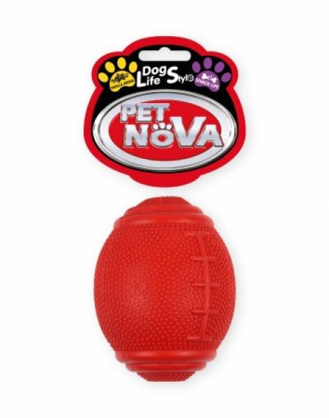 DOG LIFE STYLE Rugbyball für Leckerlis, 8 cm, rot, Vanillegeschmack,